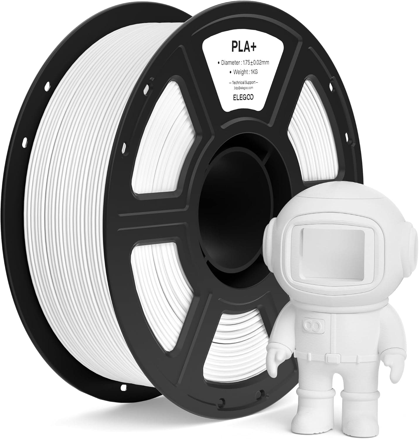 ELEGOO ELEGOO PLA+ Filament 1.75mm White 1KG, High Toughness PLA Plus 3D Printer Filament Dimensional Accuracy +/- 0.02mm, 1kg Spool(2.2lbs) Fits for Most FDM 3D Printers