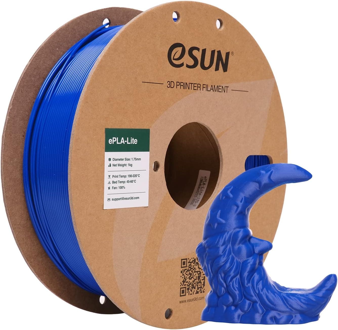 eSUN eSUN PLA Filament 1.75mm, High Toughness 3D Printer Filament Upgraded PLA Filament, Dimensional Accuracy +/- 0.03mm, 1KG Cardboard Spool (2.2 LBS) 3D Printing Filament for 3D Printers, Blue