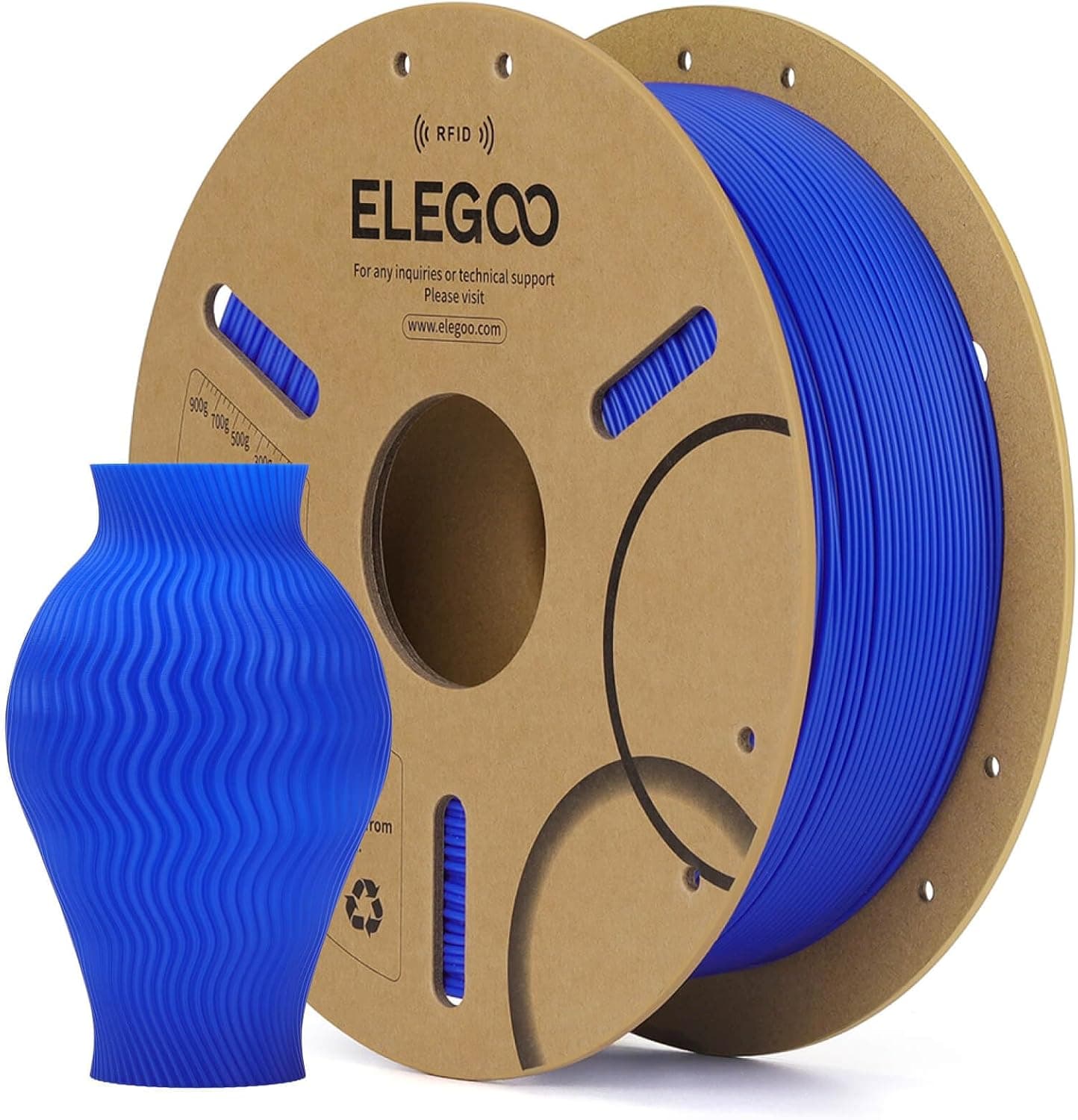 ELEGOO RFID ELEGOO RFID PLA Filament 1.75mm Dark Blue 1KG, Auto Identification 3D Printer Filament Compatible with Canvas, Dimensional Accuracy +/-0.02mm, 1kg(2.2lbs) Spool for Most 3D Printers